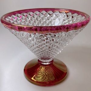 Vintage 30s Westmoreland Ruby Cut Glass Diamond Apothecary Candy Dish